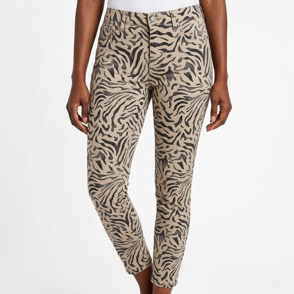 Articles of Society Cotton Blend Beige Animal Print Stretch Pants Women Size 28